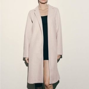 Zara Wool Trench Coat Open with Pockets in Cream
